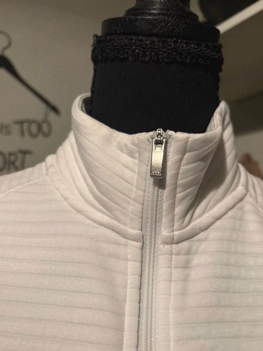 adidas White Ribbed Full-Zip Utility Jacket - Picture 3 of 4